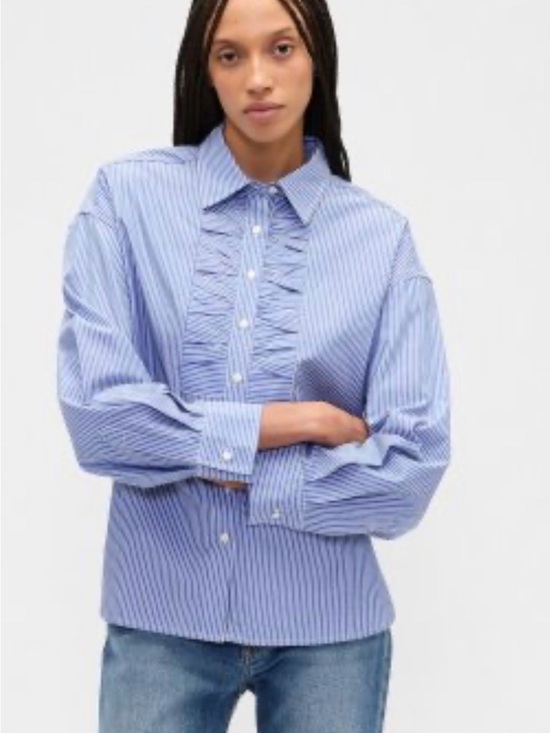 GAP Tops - GAP Blue Striped Poplin oversized Button-Down shirt L